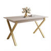 ESSTISCH ARTON GOLD II 140-195 cm für 6-8 Personen - Beige/Goldfarben, Holzwerkstoff/Metall (140/80/77cm) - Lookway