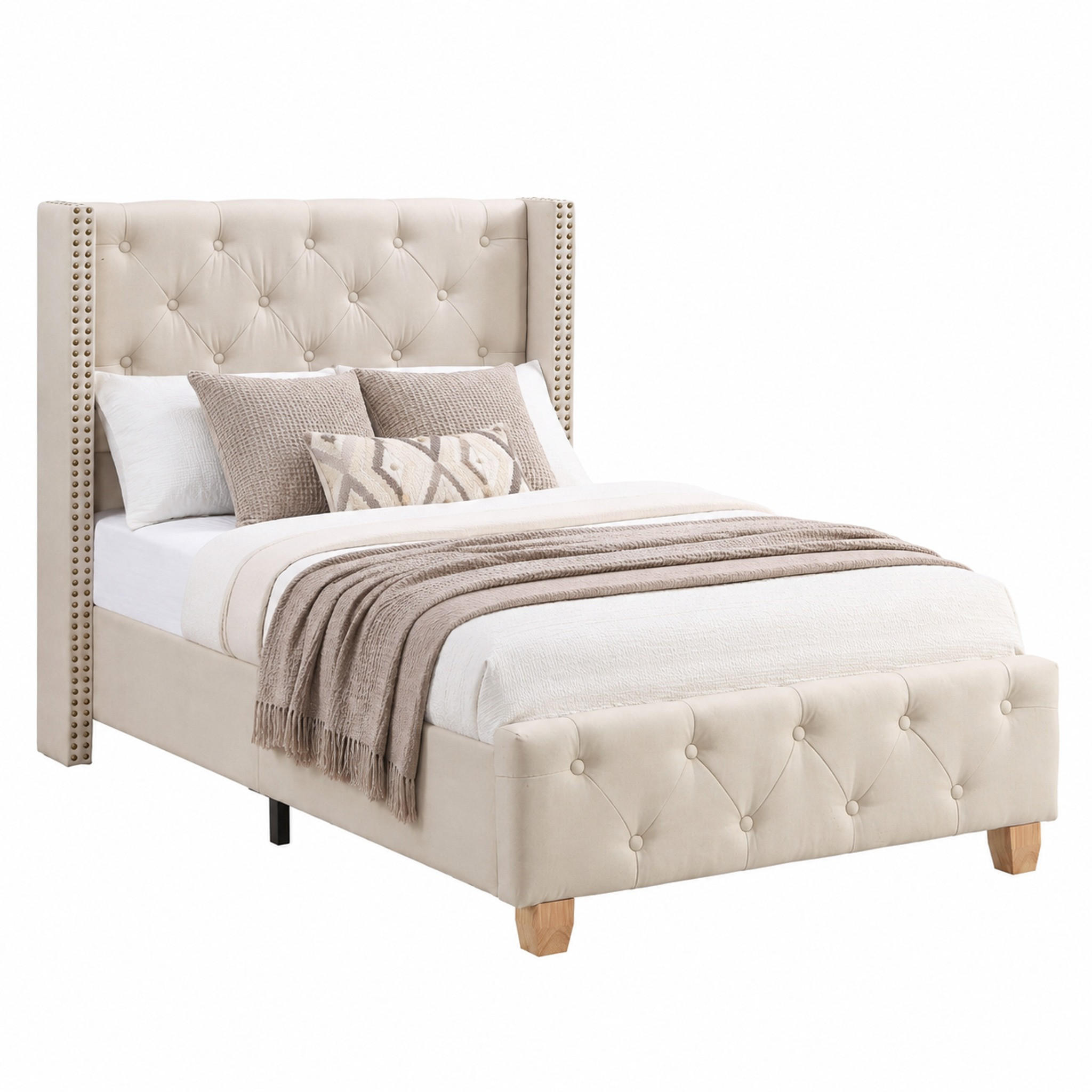 POLSTERBETT mit Lattenrost 90x200 cm Leinen Beige - Beige, Holz (90/200cm) - Meubliv