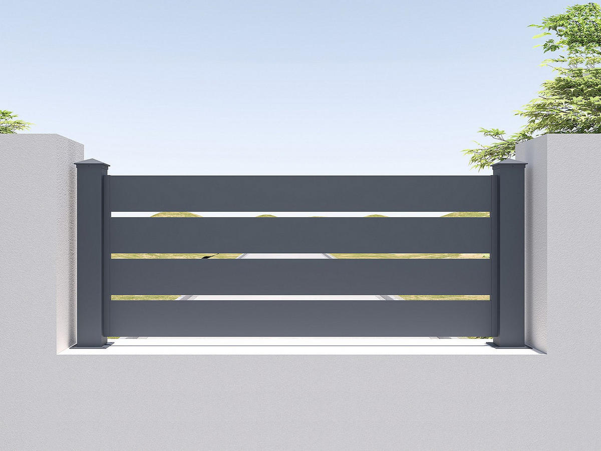ZAUN - 168 cm x 15.3 cm - Metall - Anthrazitgrau PRIMO - Anthrazit, Metall (168/69cm) - Vente-Unique