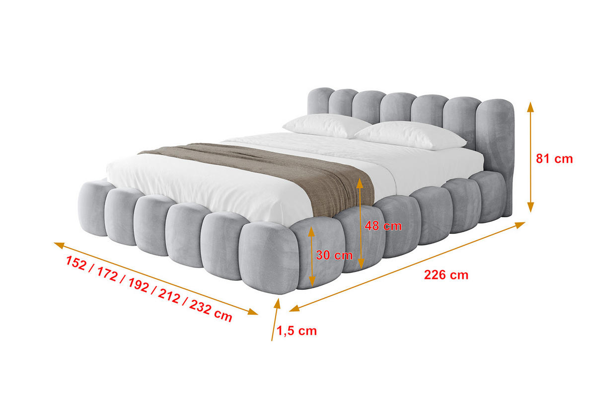 POLSTERBETT mit Bettkasten und Lattenrost, Boxbett ohne Matratze - SENA-v1 120x200 Hellgrau - Hellgrau, Holzwerkstoff/Textil (120/200cm) - ALTDECOR