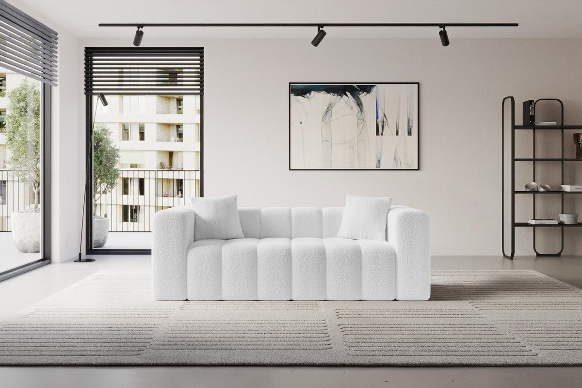 POHOVKA 2-MÍSTNÁ DONY-2 232x90x71 cm Bílá Buklé - bílá/černá, kompozitní dřevo/textil (232/71/90cm) - ALTDECOR