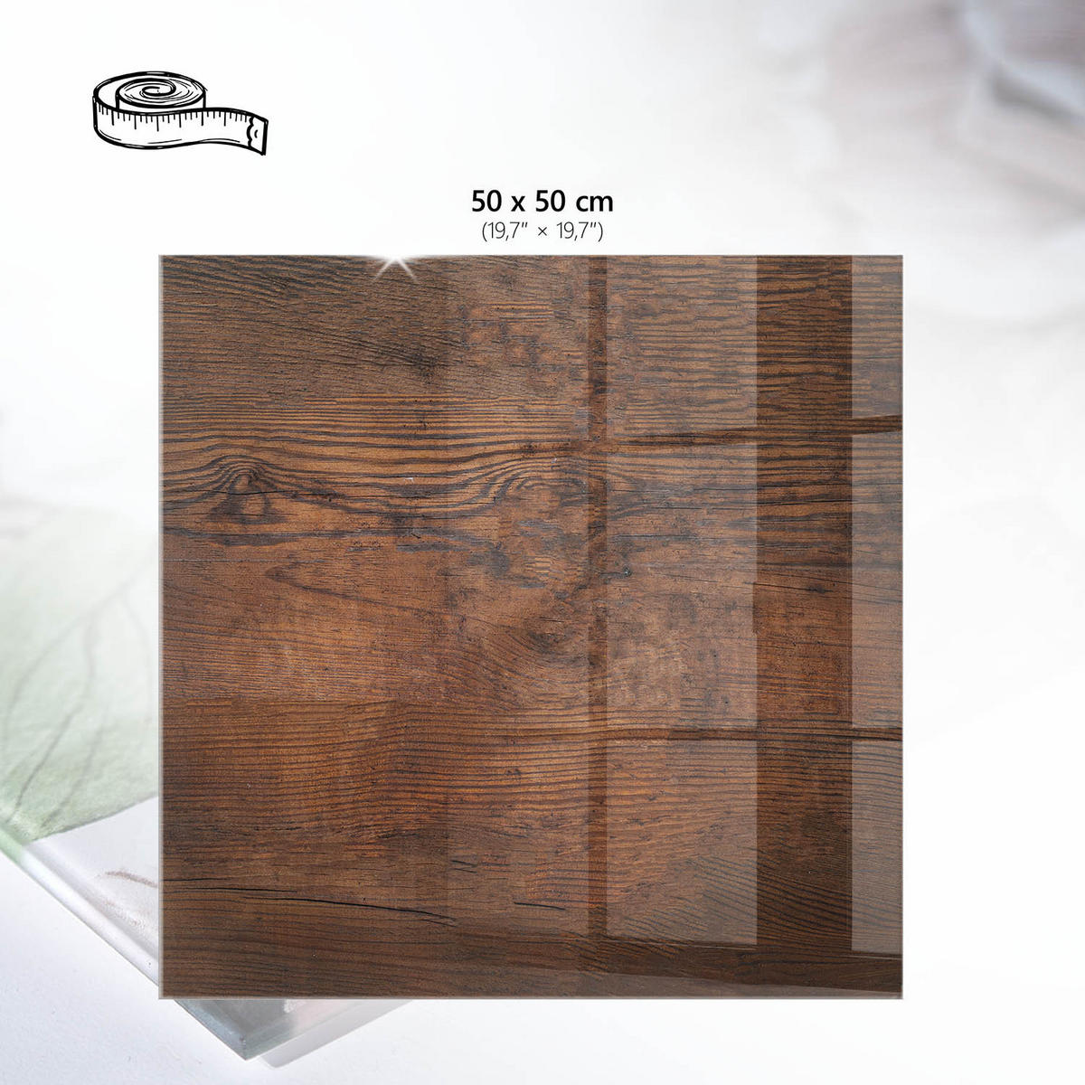 TISCHPLATTE 50x50 cm – Holzstruktur - Beige, Glas (0.4/50/50cm) - Wallfluent