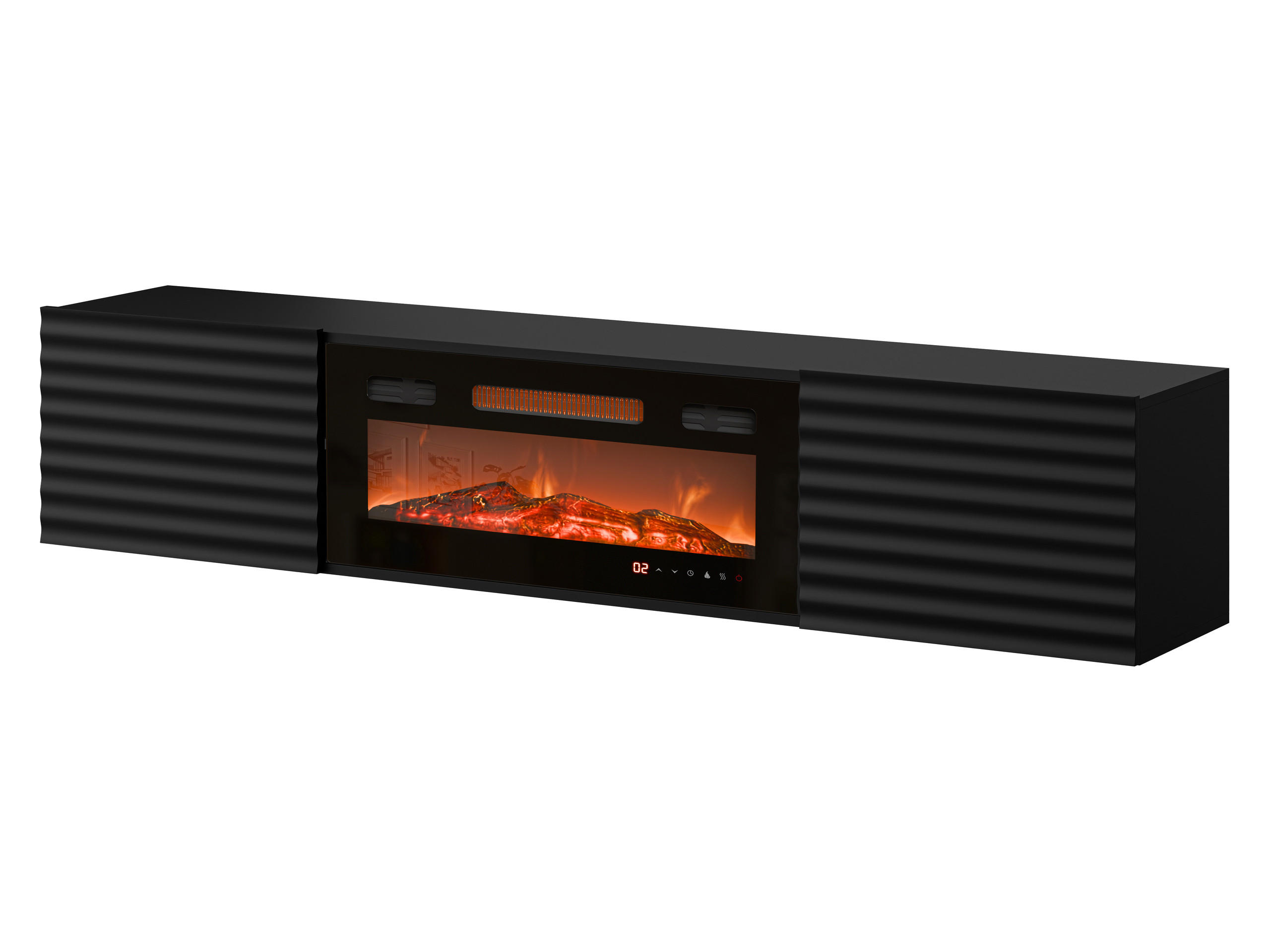 TV-LOWBOARD Tula mit Kamin - Schwarz, Holzwerkstoff (183/37/35cm) - MIRJAN24