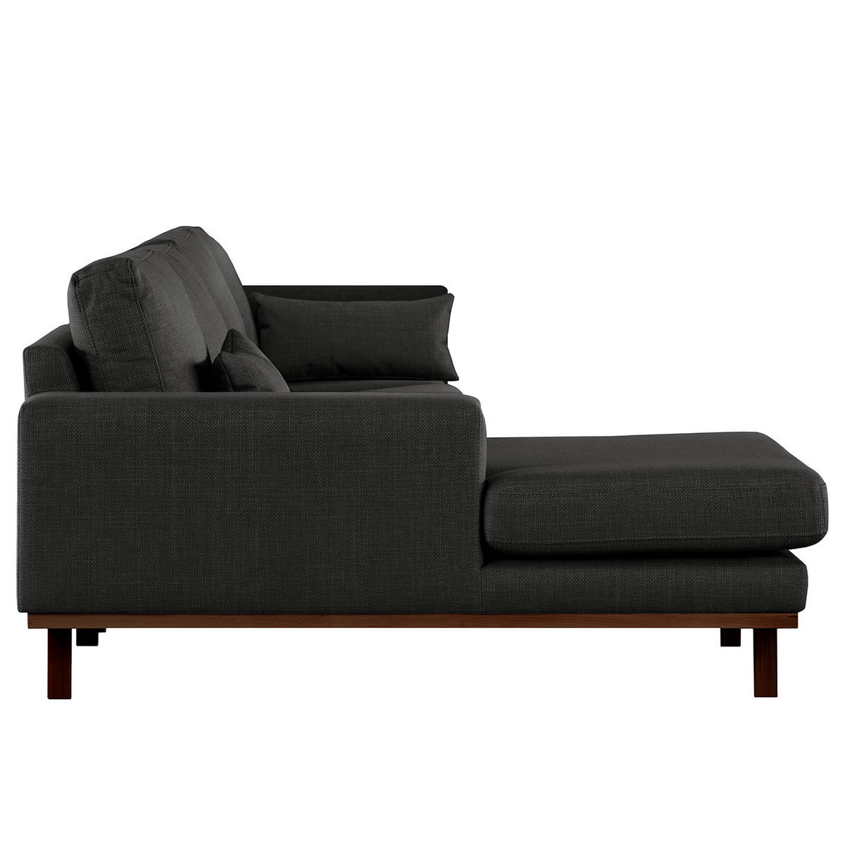 ECKSOFA mit Longchair - Buchefarben/Schwarz, Textil (281/153cm) - home24