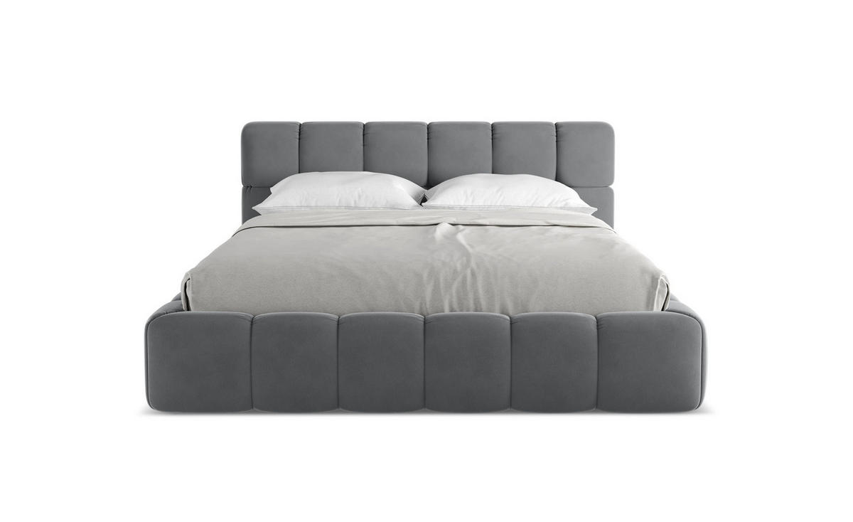 POLSTERBETT mit Bettkasten und Lattenrost 180x228 Grau - Dunkelgrau/Schwarz, Kunststoff/Textil (160/200cm) - Makamii