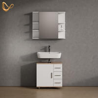 BADMÖBEL-SET Eisak Sonoma 2 Teile - Weiß/Sonoma Eiche, Holzwerkstoff (60/60/33cm) - Livinity®