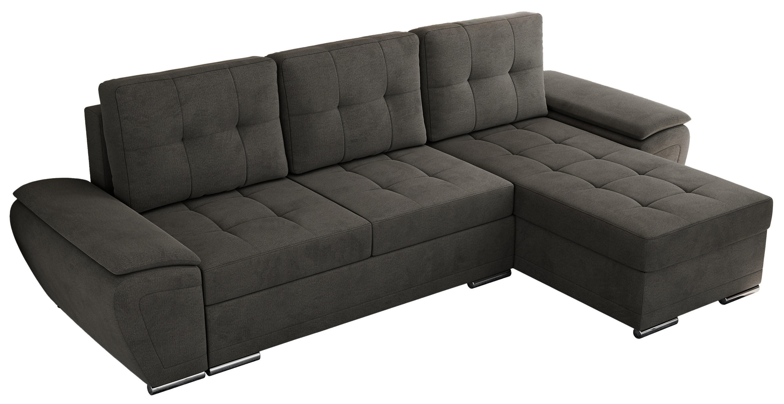 ECKSOFA UMBRIA L Dunkelgrau Velvet - Dunkelgrau/Grau, Textil (271/157cm) - MKS
