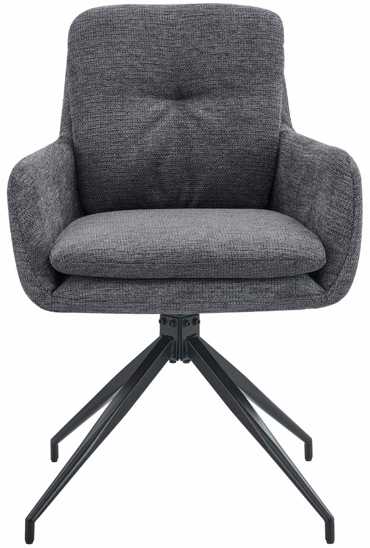 ESSZIMMERSTUHL 2er Set Naver Stoff Dunkelgrau Wohnzimmerstuhl - Dunkelgrau, Textil (58/85/63cm) - DELUKE