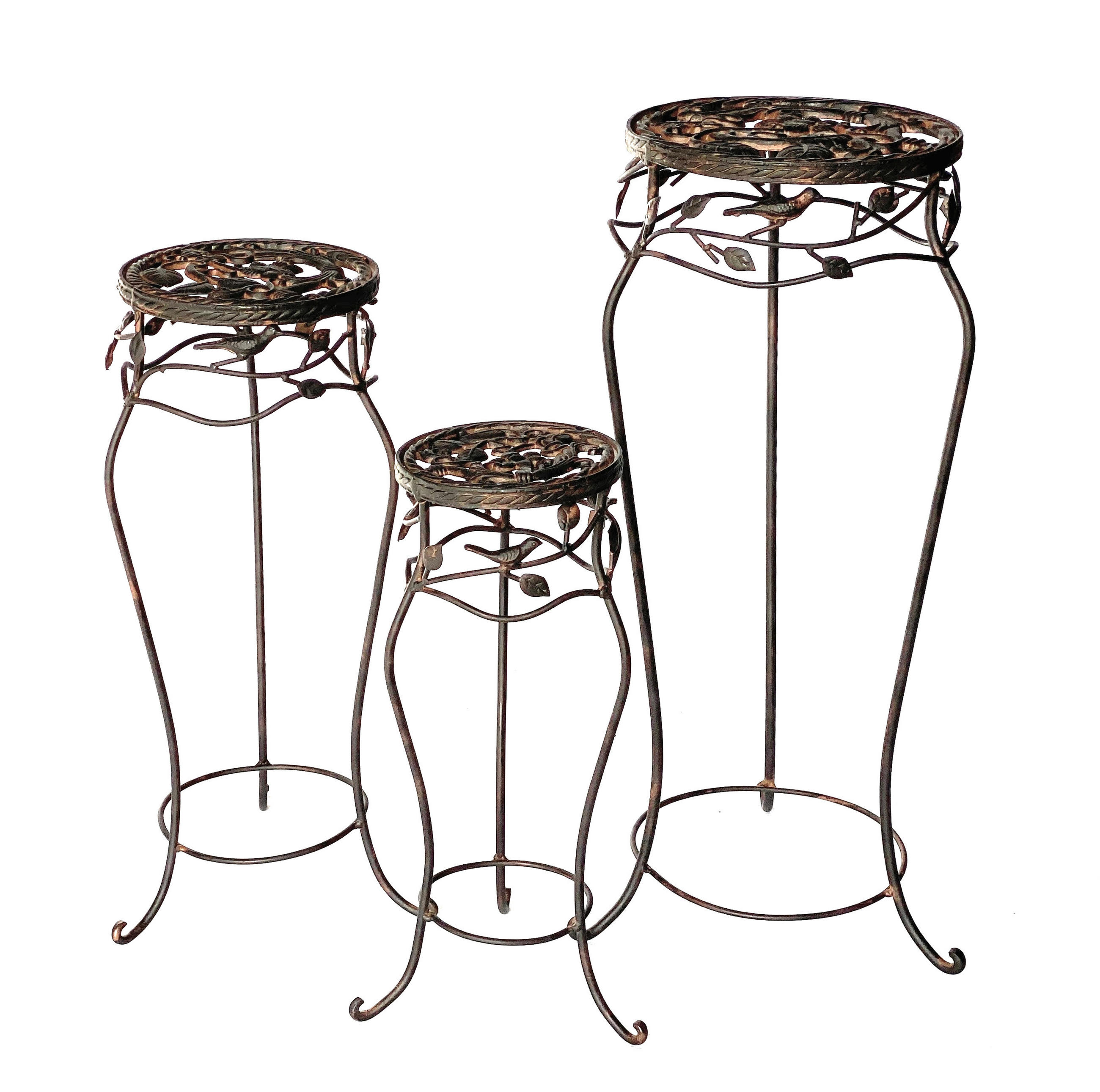 BLUMENHOCKER 3er Set 52 cm / 65 cm / 78 cm Metall Schwarz Rund 18215 - Schwarz, Metall (19/52/19cm) - DanDiBo