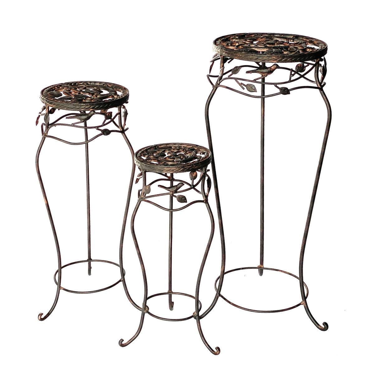 BLUMENHOCKER 3er Set 52 cm / 65 cm / 78 cm Metall Schwarz Rund 18215 - Schwarz, Metall (19/52/19cm) - DanDiBo