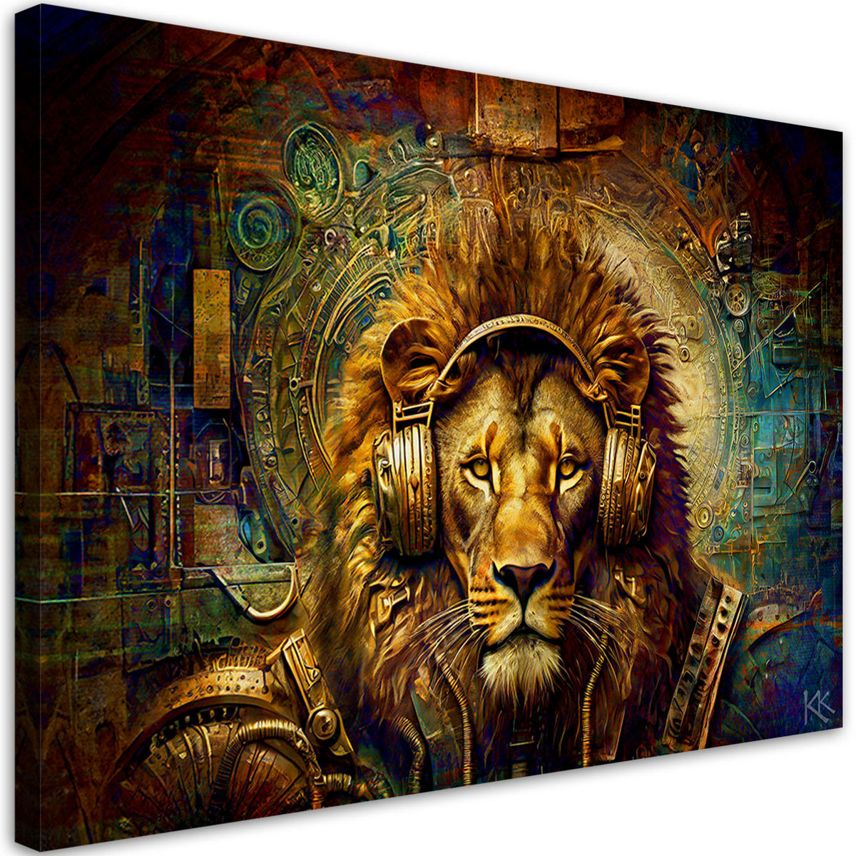 LEINWANDBILD Goldener Löwe Abstrakt - Goldfarben, Textil (120/80cm) - Feeby