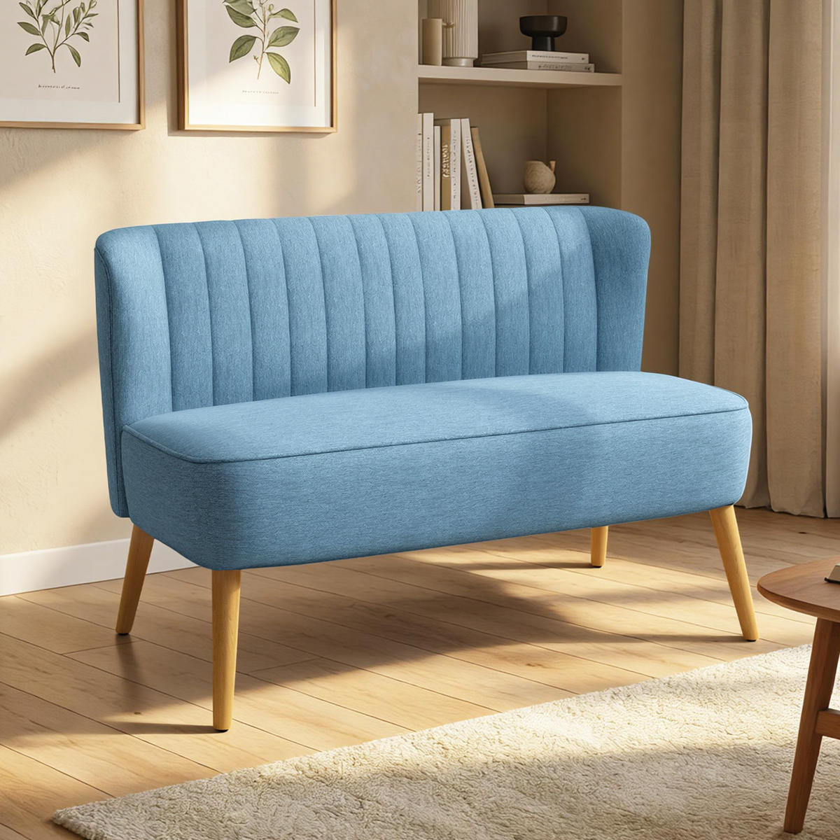 2-SITZER Sofa Blau 117.0/56.5/77.0 cm - Blau, Textil (56.5/77/117cm)