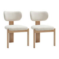 STUHL 2er-Set - Bouclé-Stoff & Kautschukholz - Weiß - WILANA - Weiß/Naturfarben, Textil (56/85/60cm) - Vente-Unique