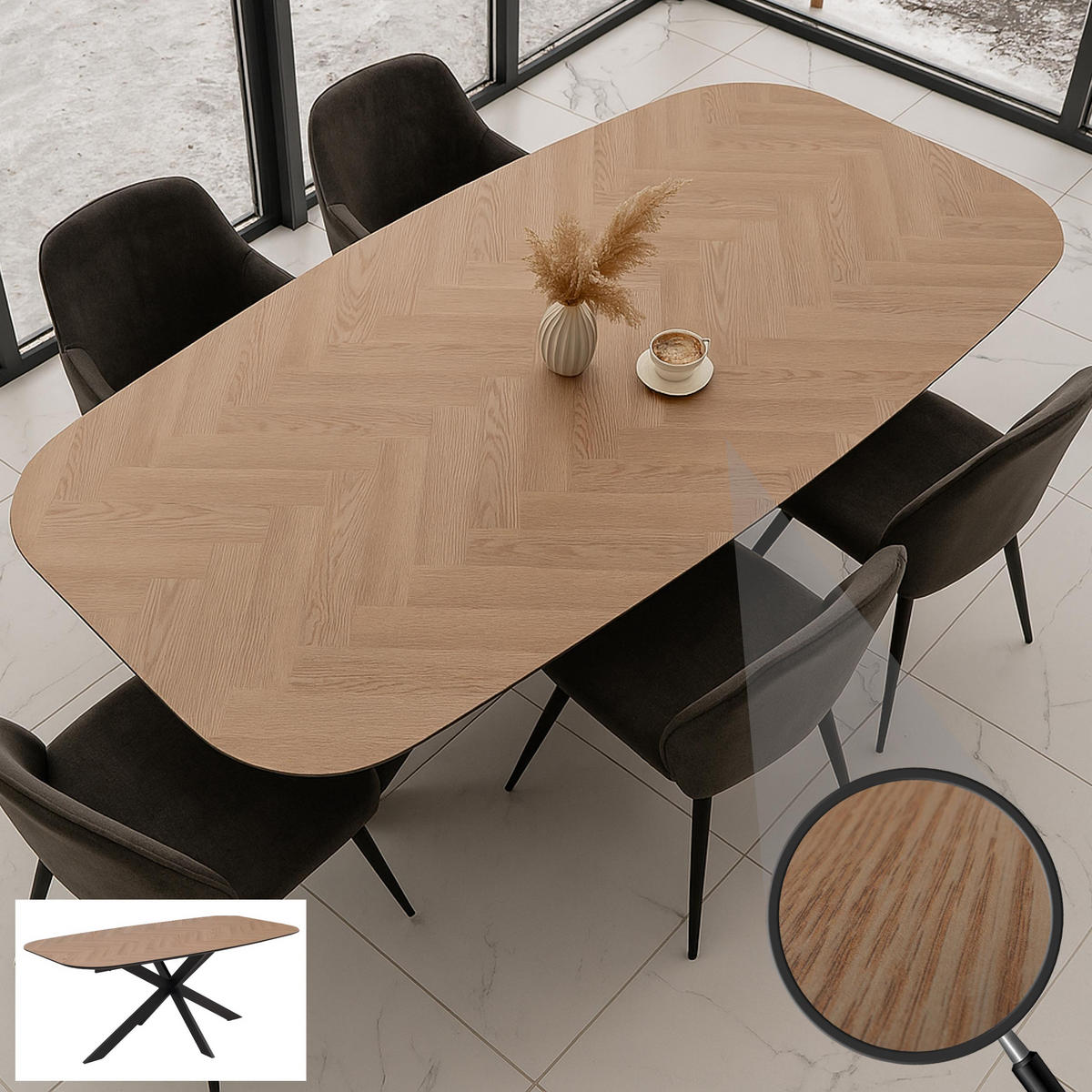 ESSZIMMERTISCH oval Eiche Dekor - Eichefarben, Holzwerkstoff (100/200/77cm) - MCW