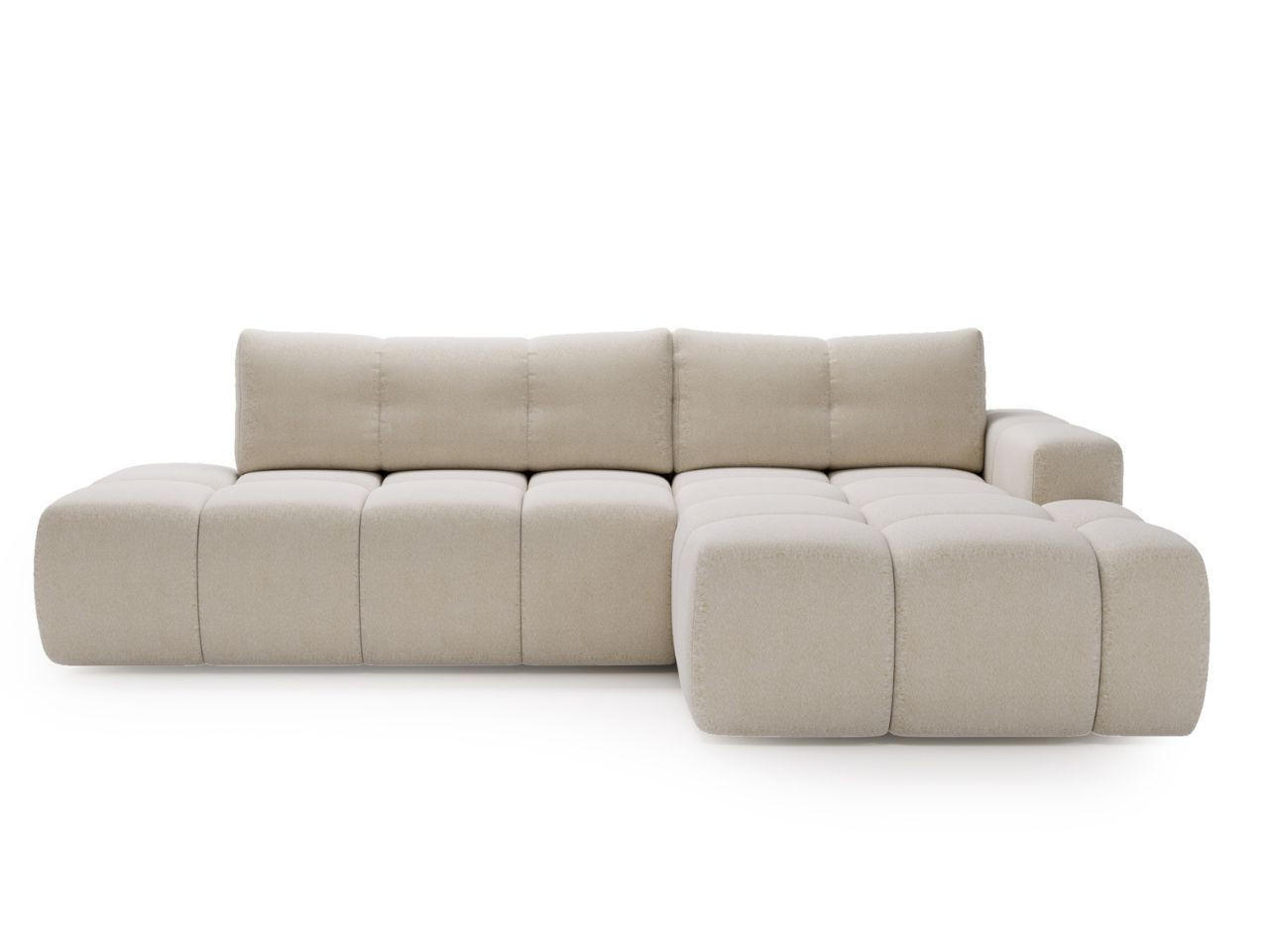 ECKSOFA Montero Bouclé-Stoff Creme Rechts - Creme, Holz/Textil (280/177cm) - Graingold