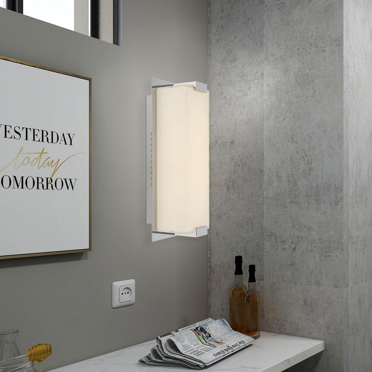 LED WANDLEUCHTE Chrom Glas satiniert Silber 2er Set - Silberfarben, Glas (28/11/10cm) - Globo Lighting