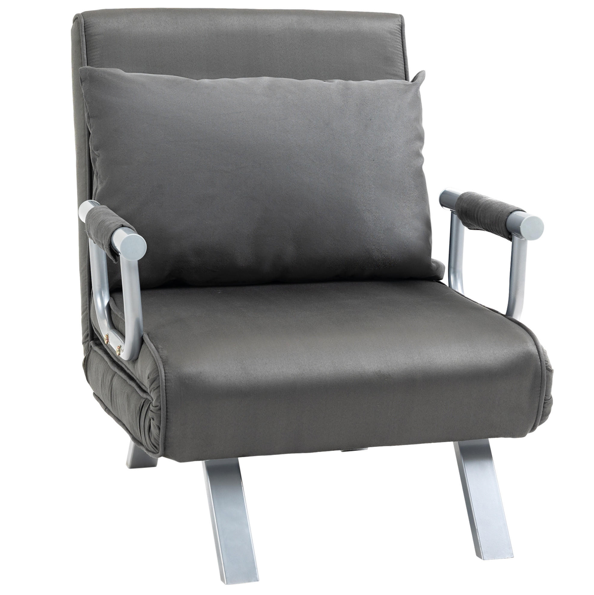 SCHLAFSESSEL 69/65/80 cm mit Liegefläche 60/185,5 cm, klappbar & platzsparend - Grau, Textil (65/80/69cm) - BEAOK