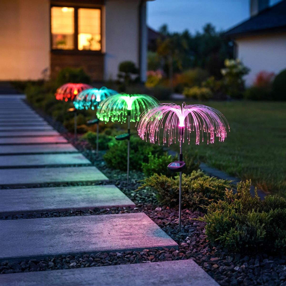 SOLARLEUCHTE, Stecklampe LED, Edelstahl, RGB 2er Set - Schwarz, Metall (26/26/60cm)