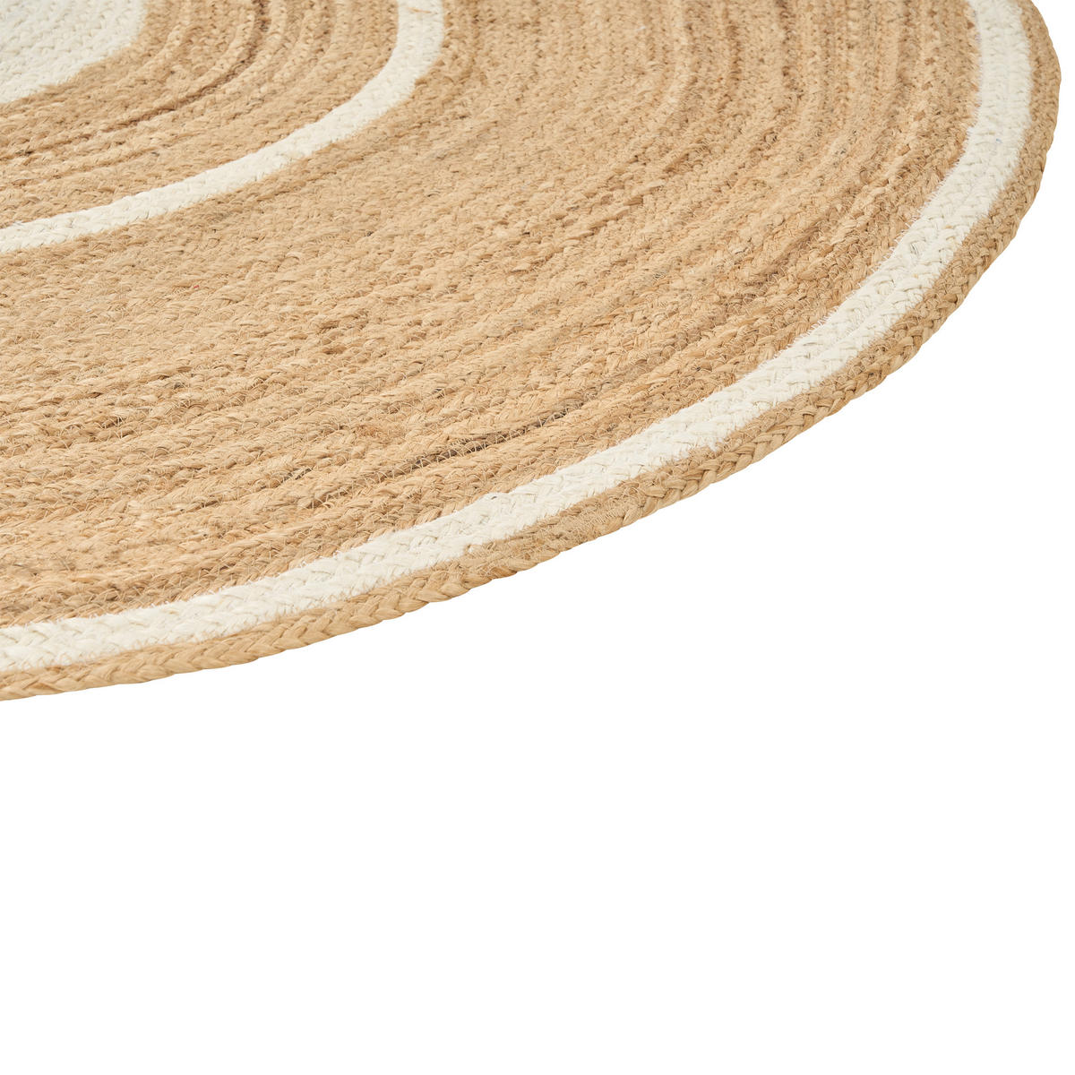 TEPPICH geflochten Beige 140 cm Halfeli - Beige/Weiß, Naturmaterialien (140/140cm) - Beliani