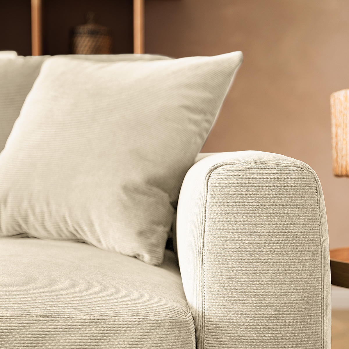 ECKSOFA mit Longchair - Beige/Schwarz, Kunststoff/Textil (286/183cm) - home24