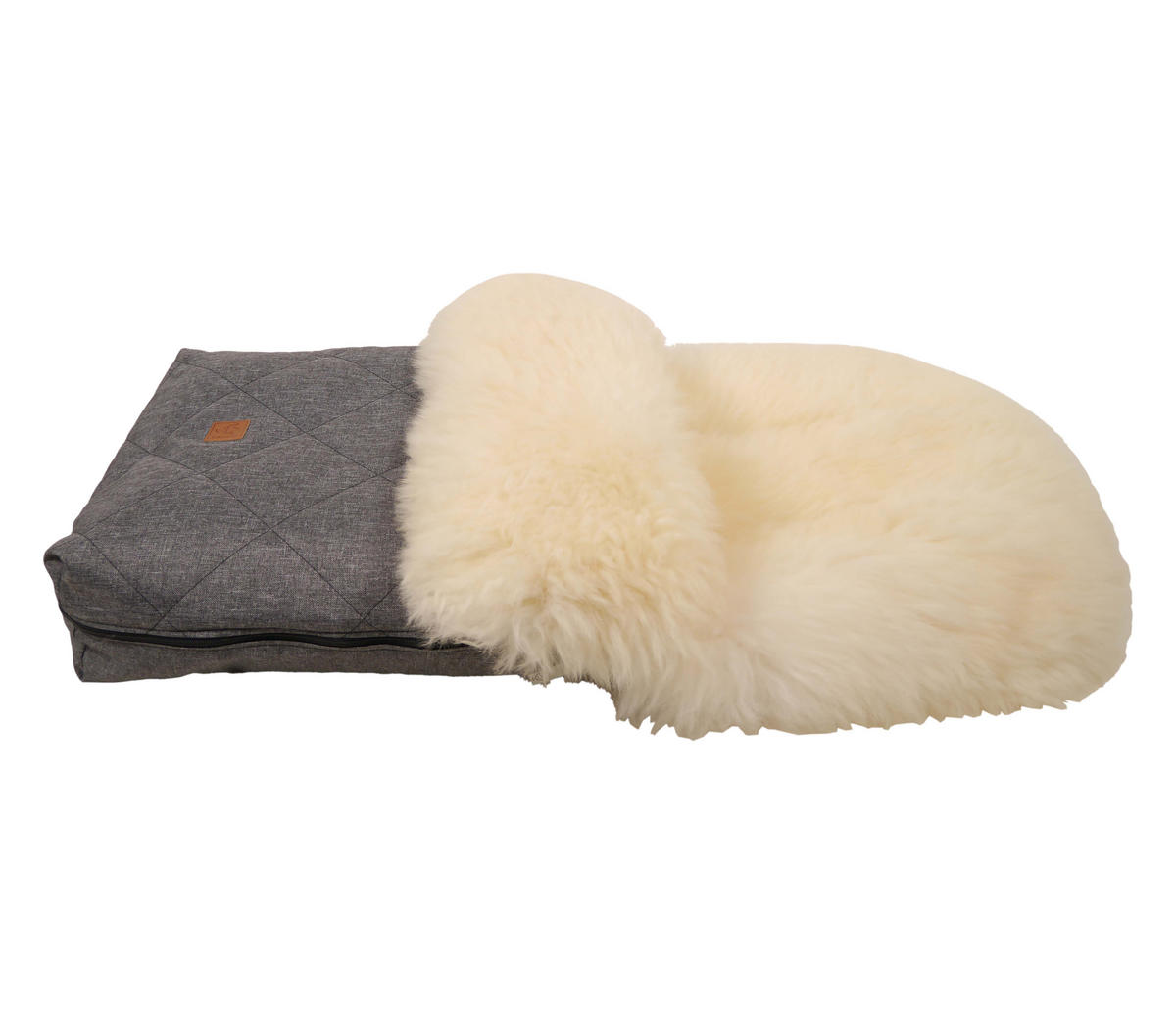 LAMMFELL-FUSSSACK Nelly, milky sand, anthracite melange - Grau, Fell (46/8/88cm) - Kaiserbaby