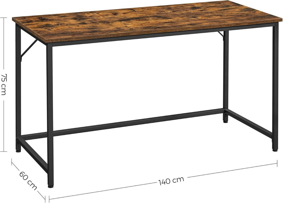 SCHREIBTISCH Bin - Braun, Holzwerkstoff (140/60/75cm) - VASAGLE
