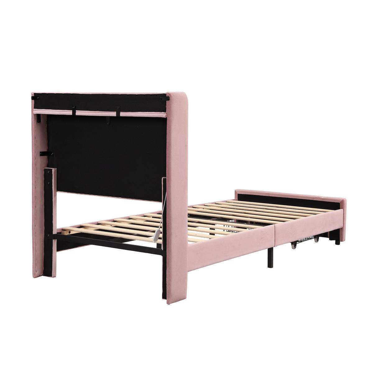 POLSTERBETT 90/200 cm mit LED und Schublade, DE-41732, in Rosa - Pink, Holzwerkstoff (90/200cm) - ComfortXL