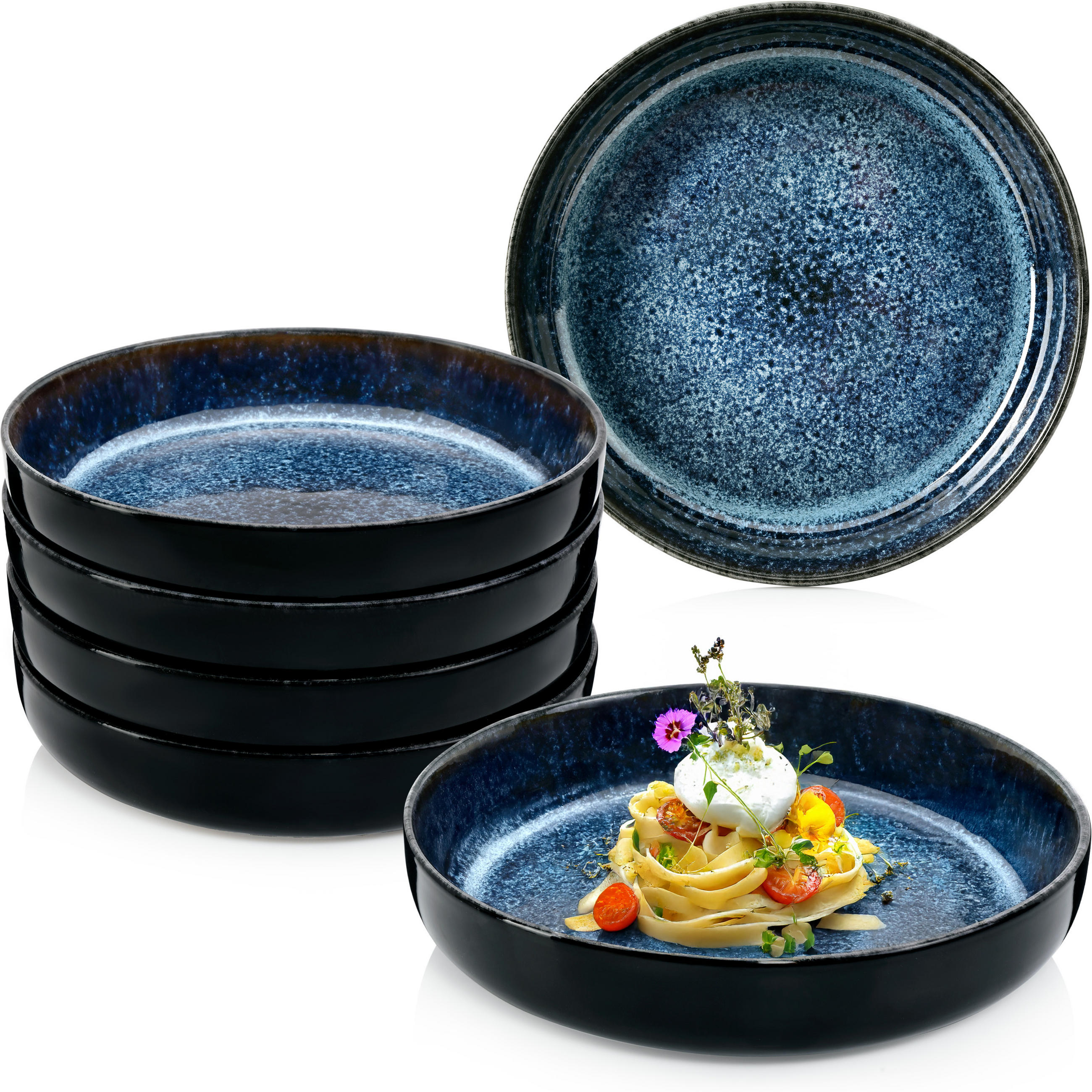 PASTASCHALEN SET OSAKA - 6 teilig aus Steingut - Blau, Stein (22cm) - Sänger