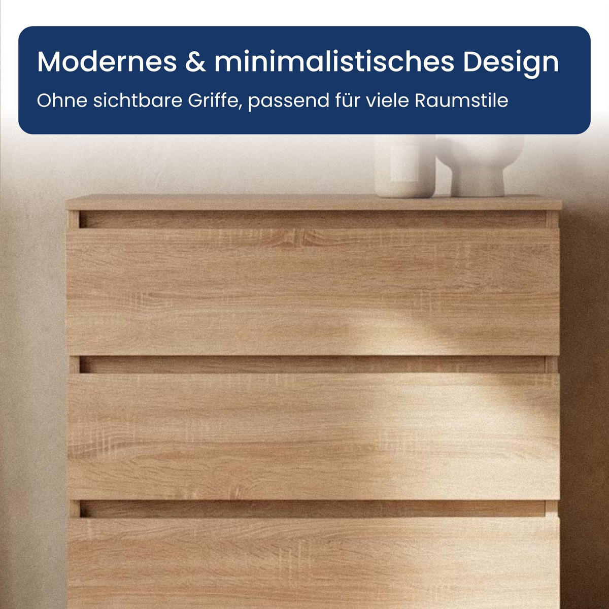 KOMMODE mit drei Schubladen in Sonoma - Sonoma Eiche, Holzwerkstoff (70/77/40cm) - Home Collective