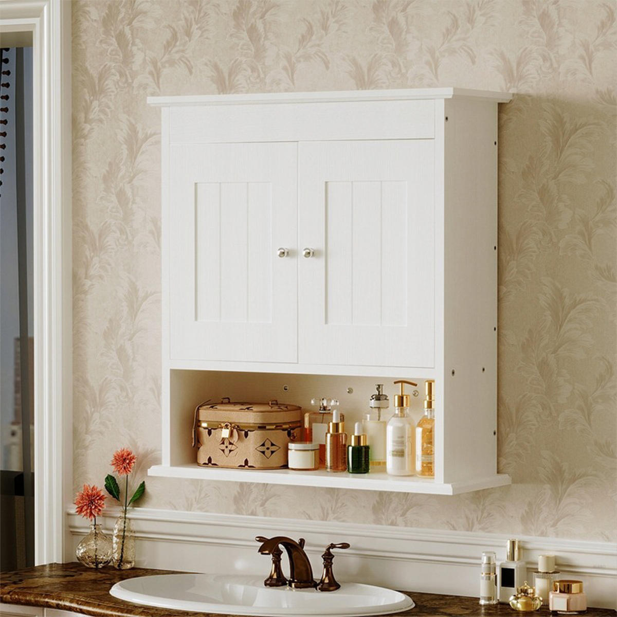 HÄNGESCHRANK, weiss 55/19/60 xm - Weiß, Holzwerkstoff (55/60/19cm)