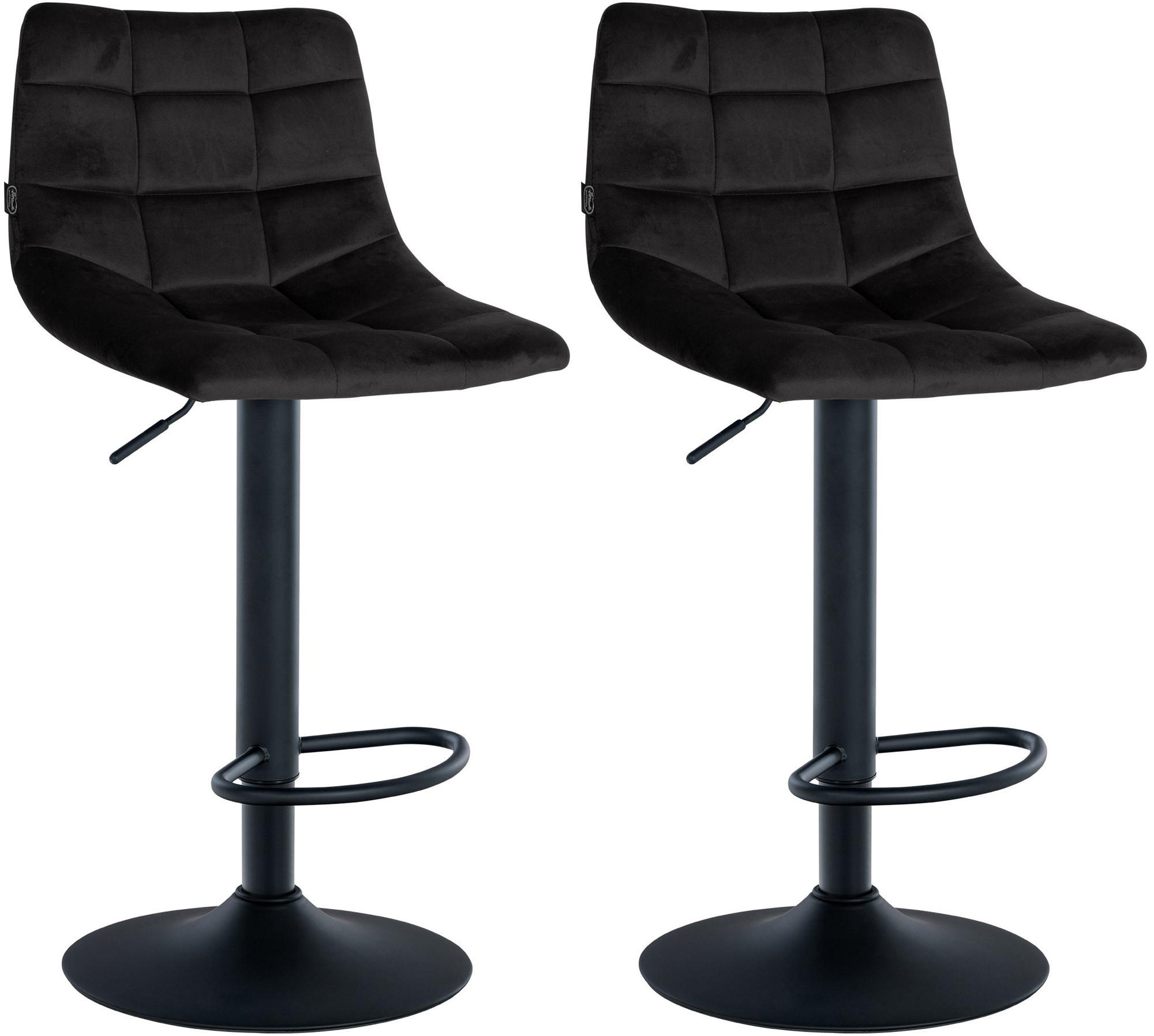 BARHOCKER Jerry Samt 87-108,5x43x46,5 cm Schwarz - Schwarz, Textil (43/87/46.5cm) - furnicato