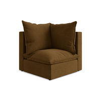 SOFAELEMENT Samt Stoff Gelb - Currygelb/Schwarz, Holzwerkstoff/Kunststoff (90/77/90cm) - Makamii