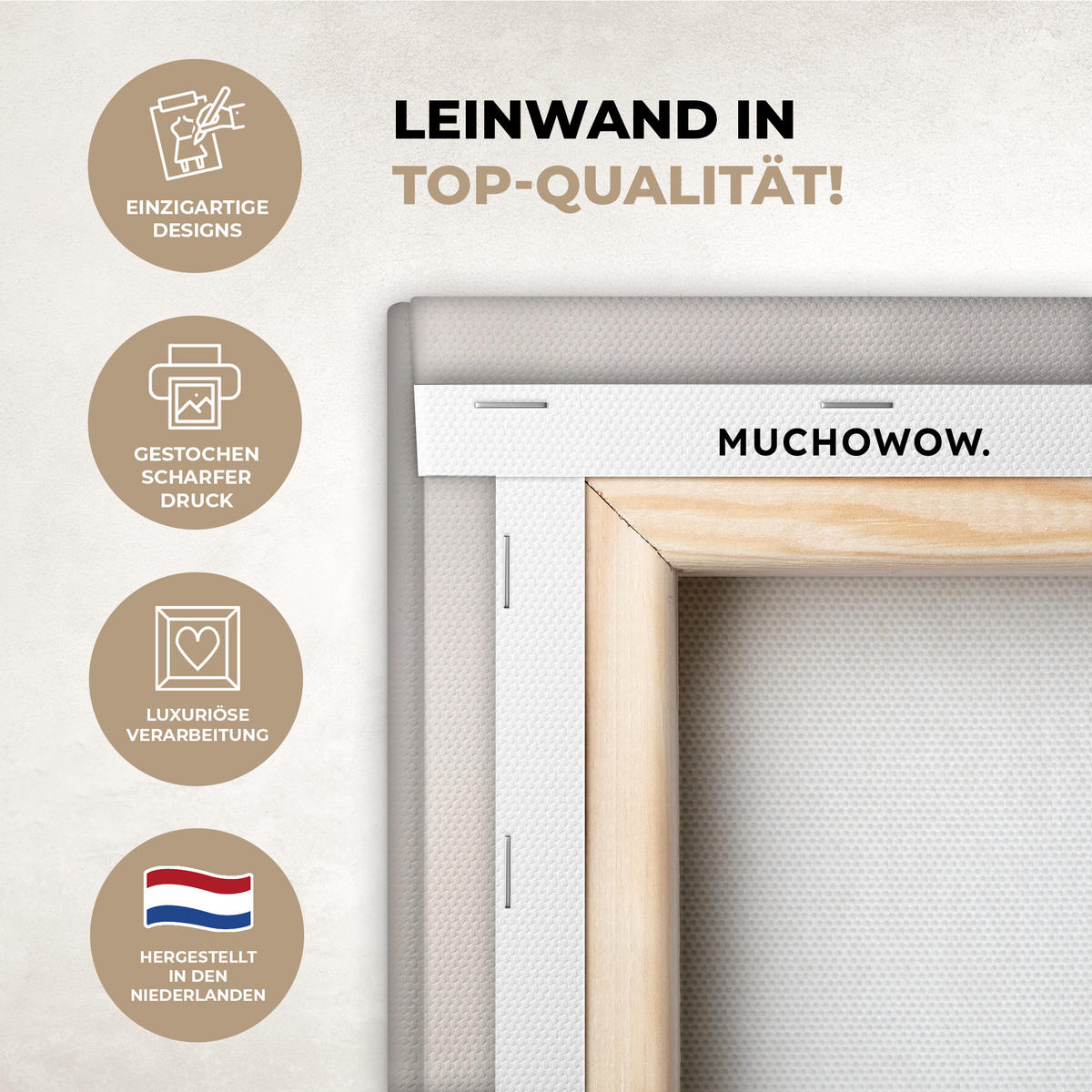 LEINWANDBILD Moderne Kunst - Abstrakt - Beige 90x90 cm - Beige, Textil (90/90cm) - MuchoWow