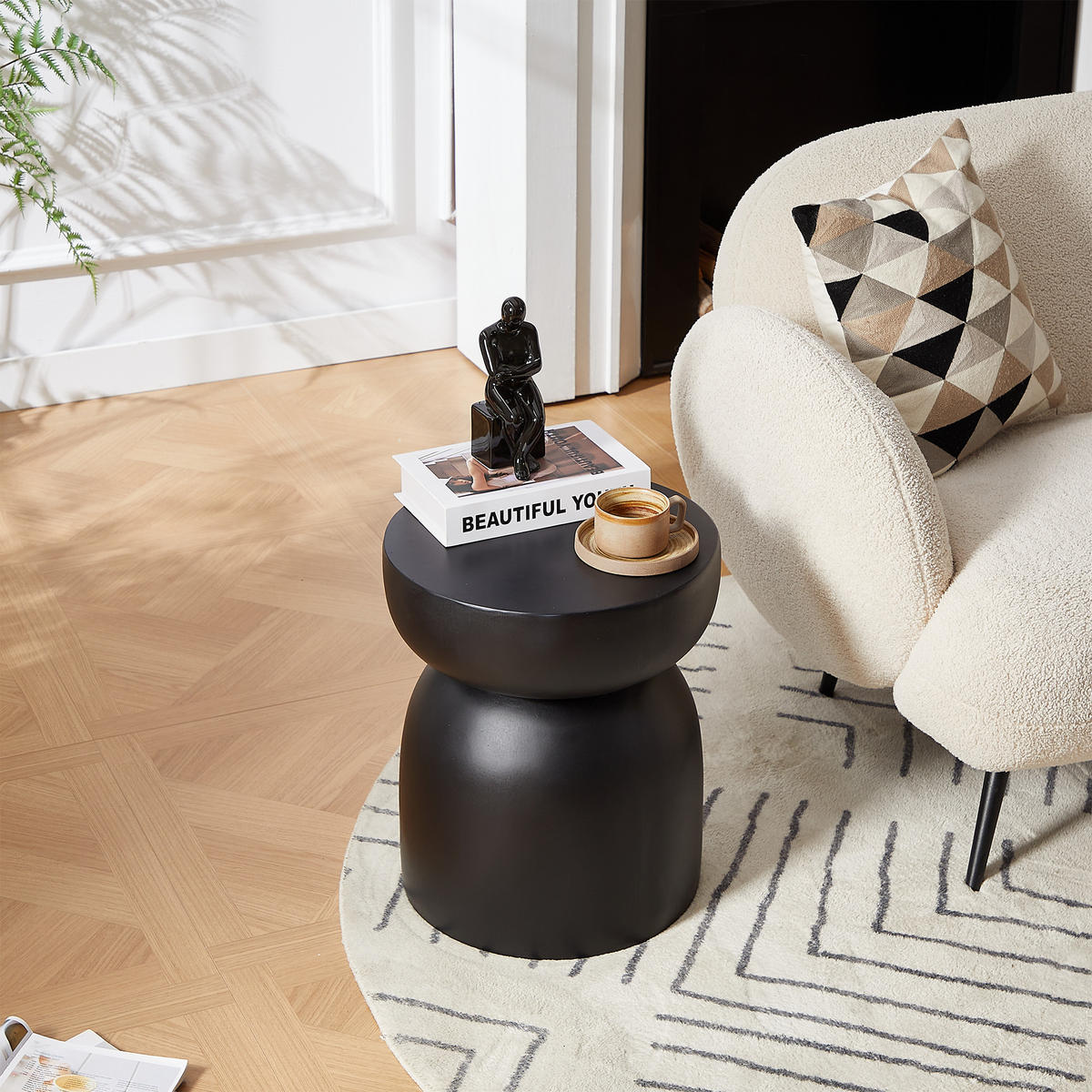 BEISTELLTISCH Rund Schwarz 45 x 45 x 52 cm - Schwarz, Metall (40.5/40.5/47.5cm) - Nordlys