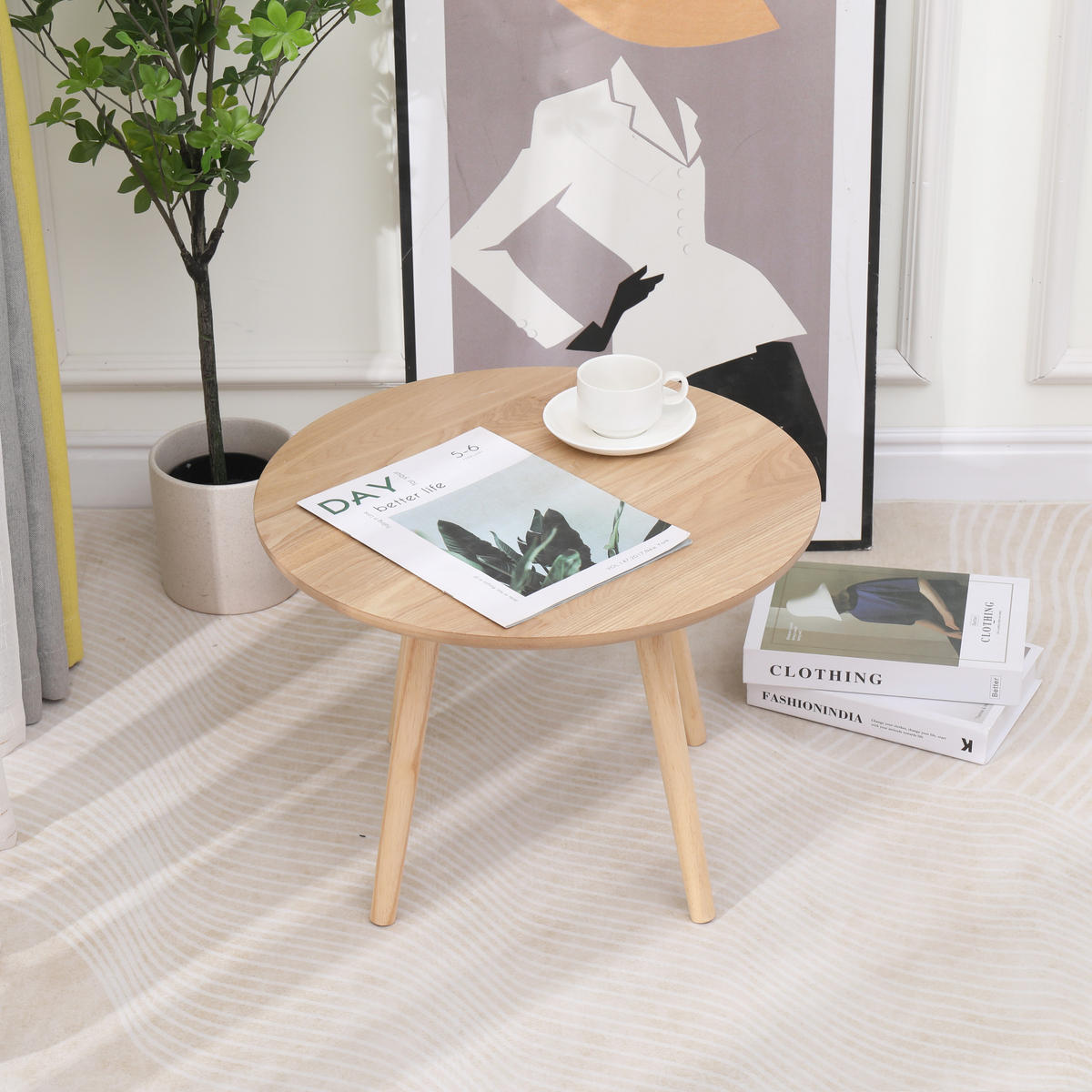 BEISTELLTISCH Rund Braun 50 x 50 x 37 cm - Braun, Holz (50/50/37cm) - Nordlys