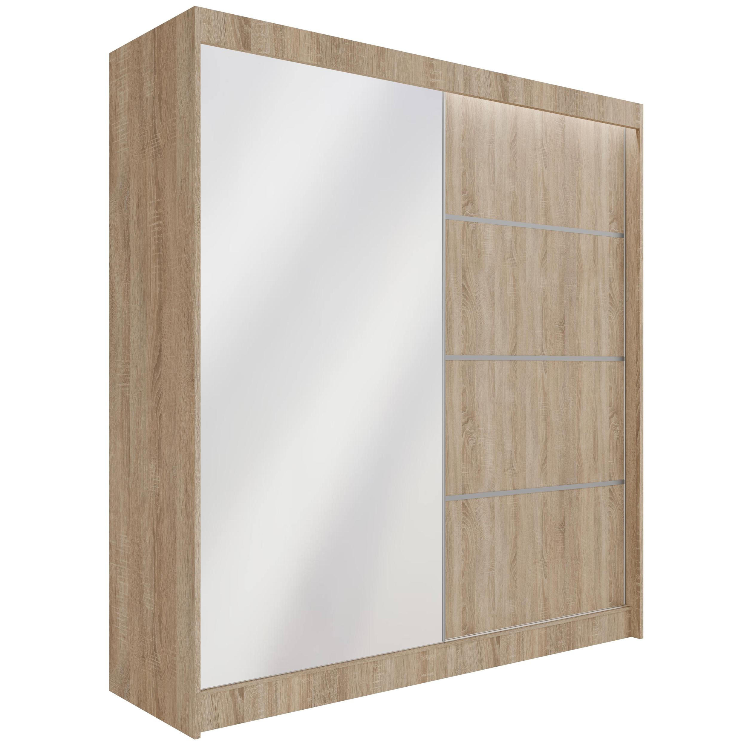KLEIDERSCHRANK PAOKI mit LED - 200 cm - Sonoma Eiche - Sonoma Eiche, Holzwerkstoff (200/215/61cm) - ALTDECOR