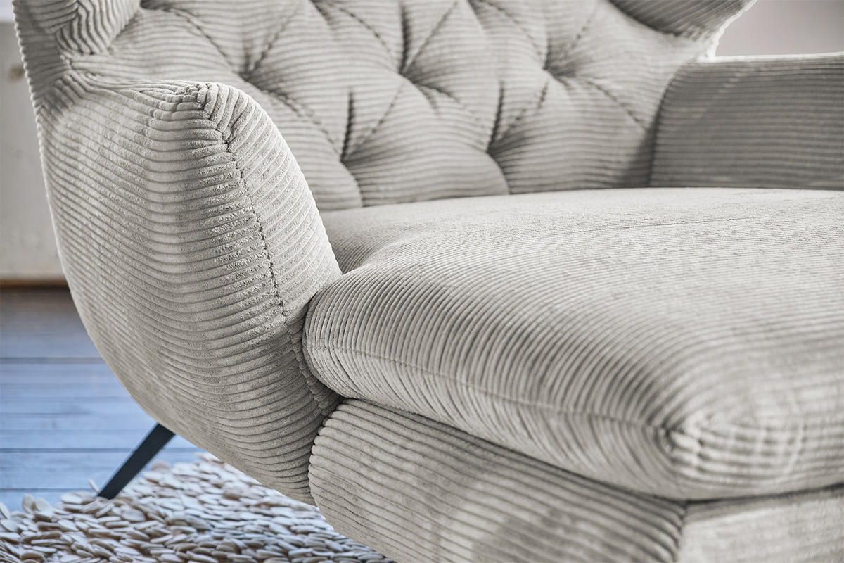 LONGSEAT CHAMRE Hellgrau - Hellgrau/Schwarz, Textil/Metall (130/95/160cm) - KAWOLA