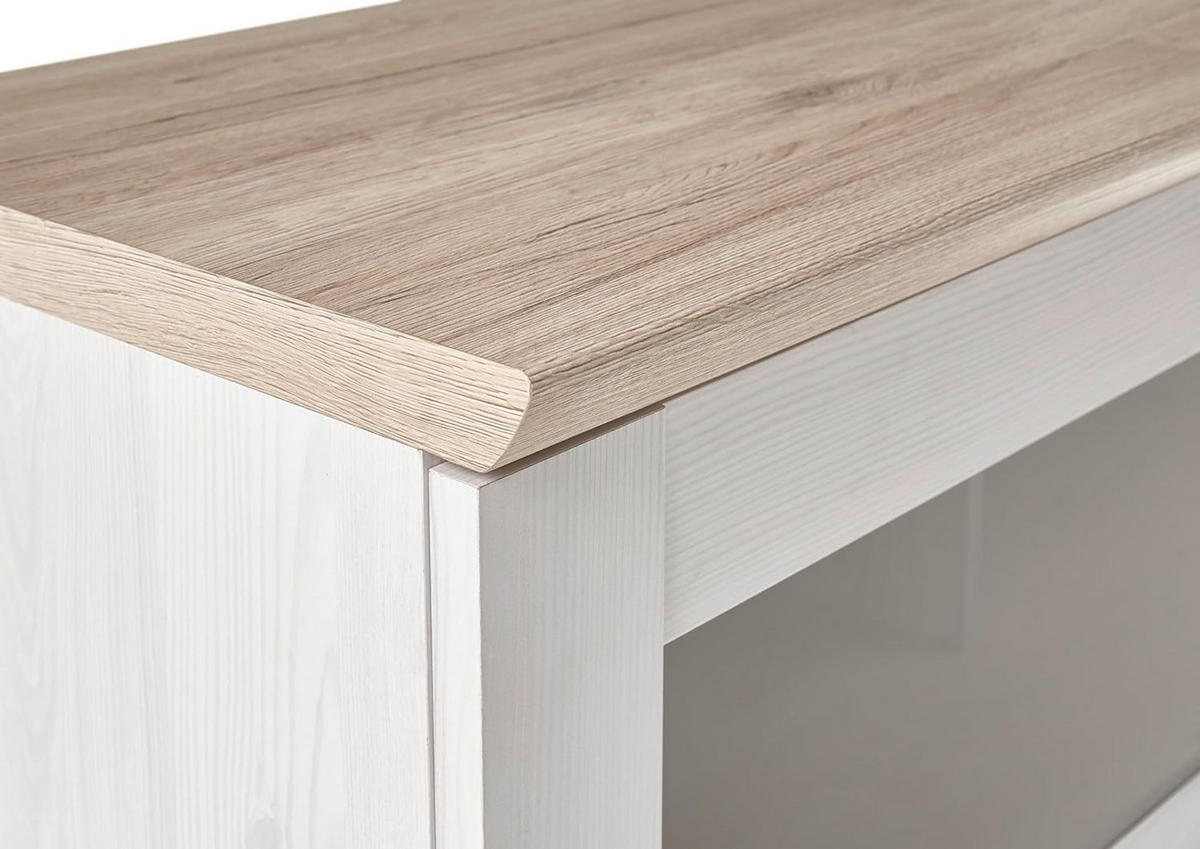 WOHNWAND Elegance 329/201/50 cm in Sibiu-Lärche, San Remo hell - Weiß, Holz (329/201/50cm) - moebel dich auf