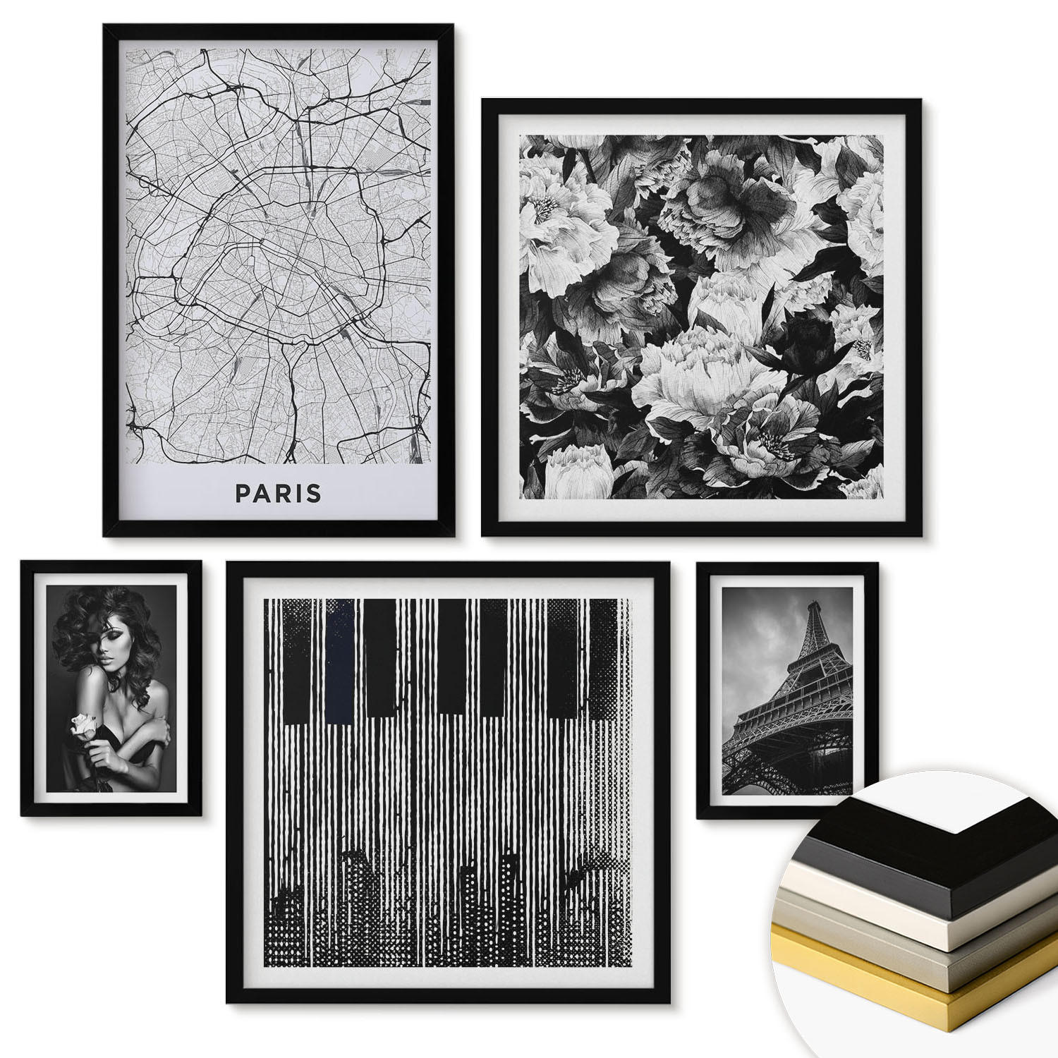ArtPrintCave Wandbilder Schwarz 40x60 cm