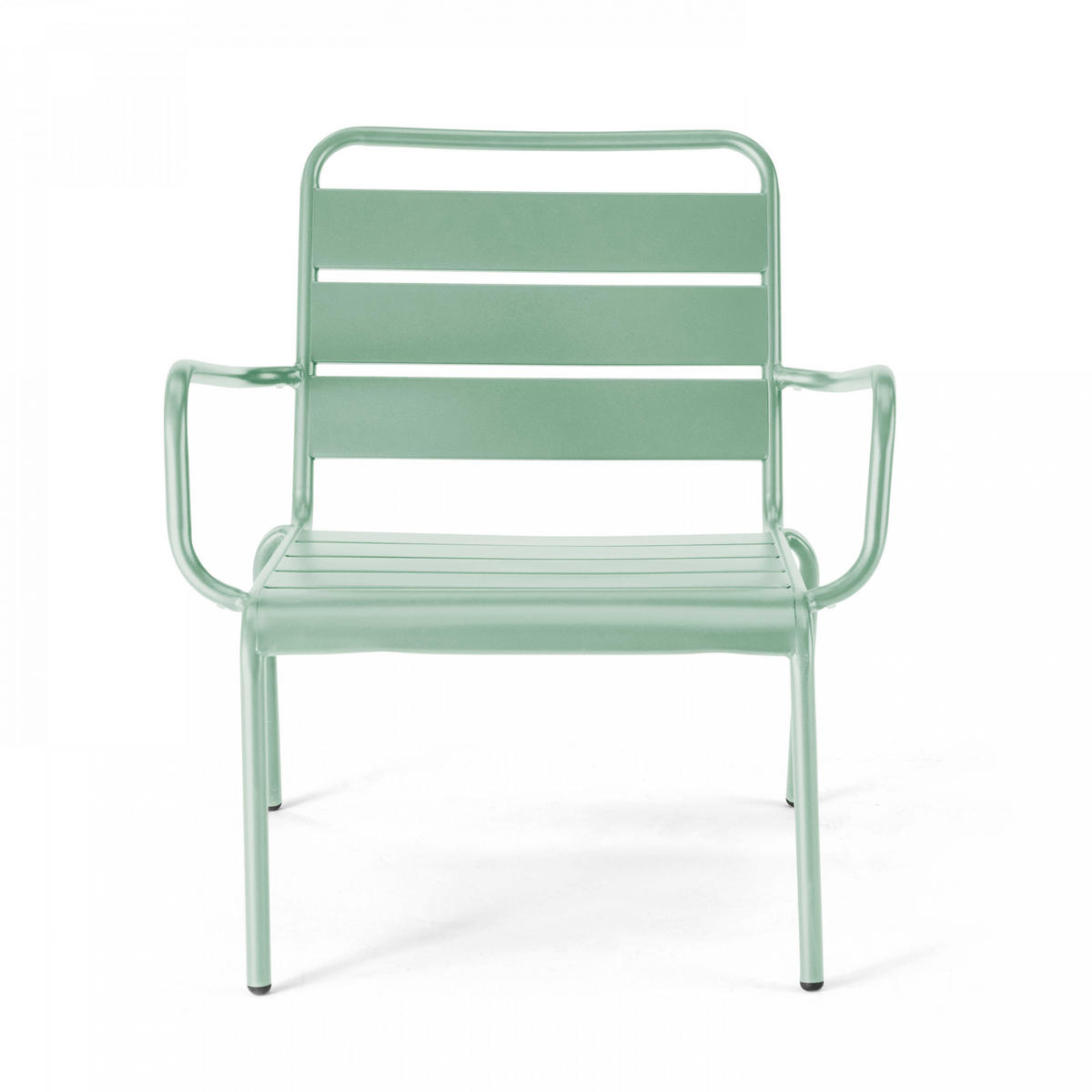 RELAXSESSEL MIT HOCKER 2-tlg., Grau/Salbeigrünen - Grün, Metall (64/72/60cm) - Oviala
