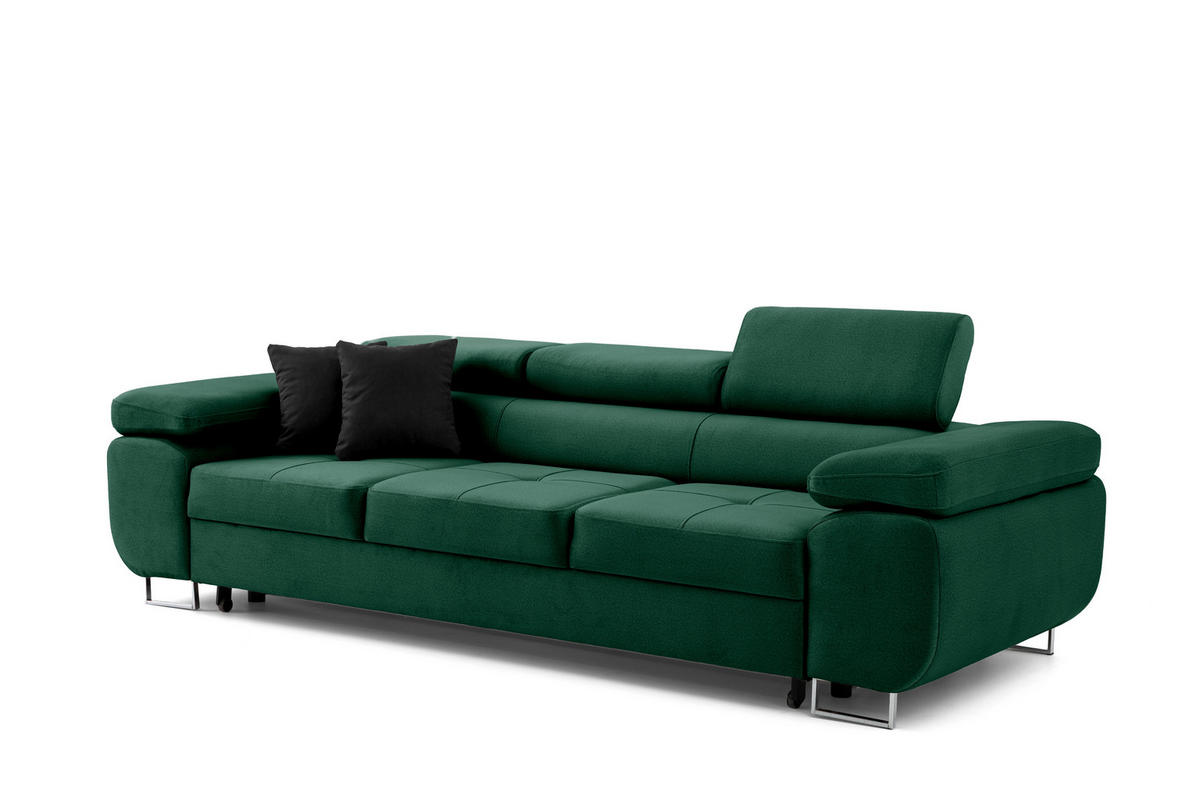 3-SITZER-SOFA WILD Dunkelgrün - Chromfarben/Dunkelgrün, Holz/Textil (262/90/102cm) - Muffo