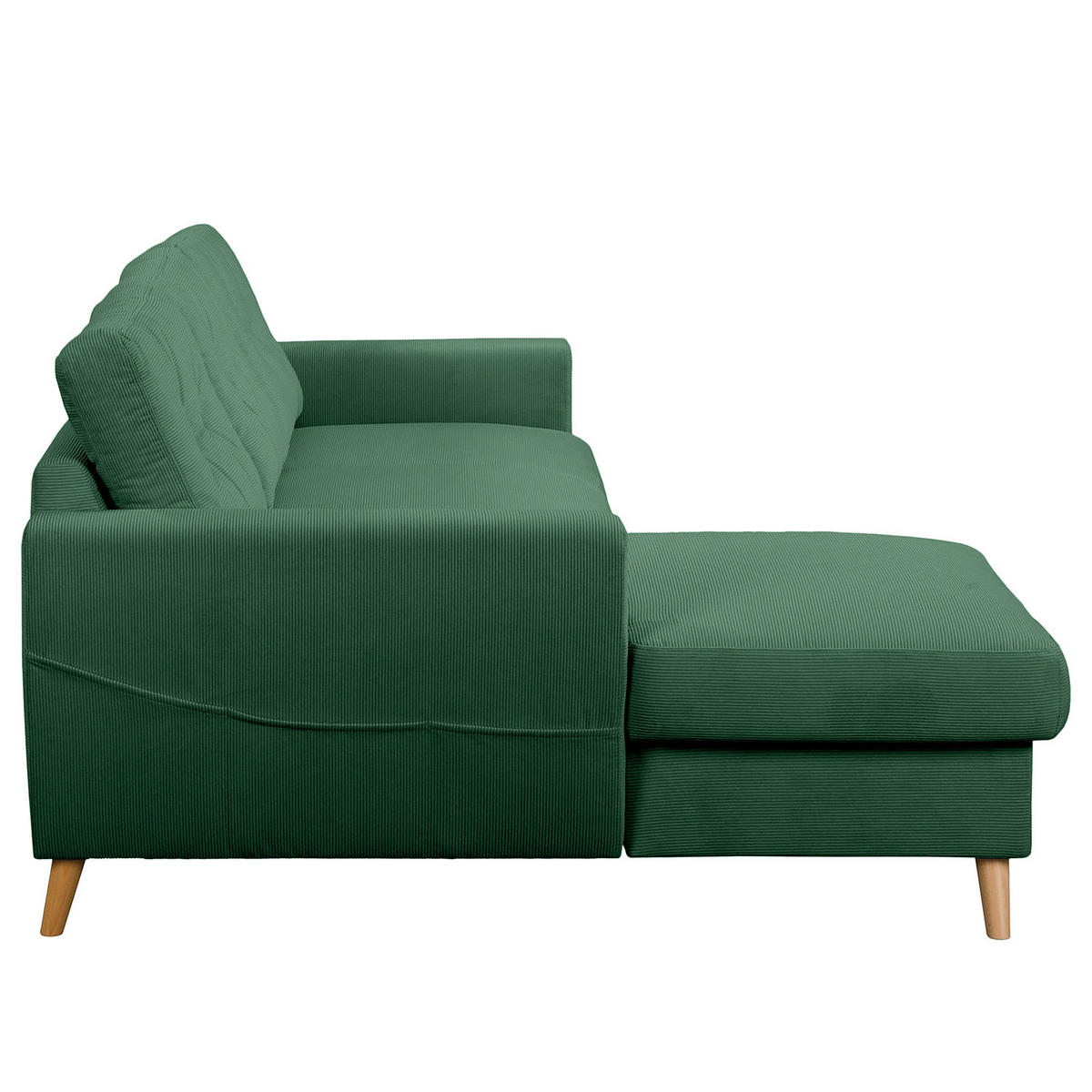 ECKSOFA mit Longchair - Waldgrün/Braun, Holz/Textil (223/148cm) - home24