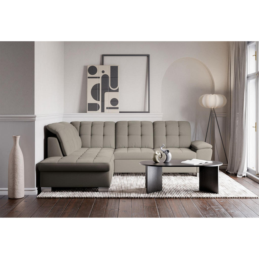 Thumbnail - Selsey Ecksofa, Taupe, Textil, 4-Sitzer, Ottomane links, L-Form,L-Form, 258x212 cm, Wohnzimmer, Sofas & Couches, Wohnlan...