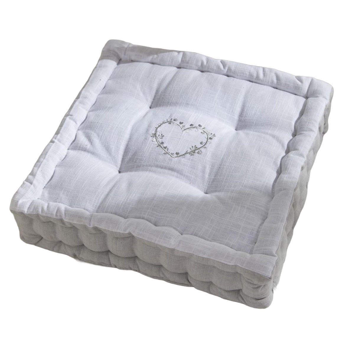 BODENKISSEN Musselin-Baumwolle Constance Grau 40/40/10 cm - Grau, Naturmaterialien (40/40/10cm) - Today