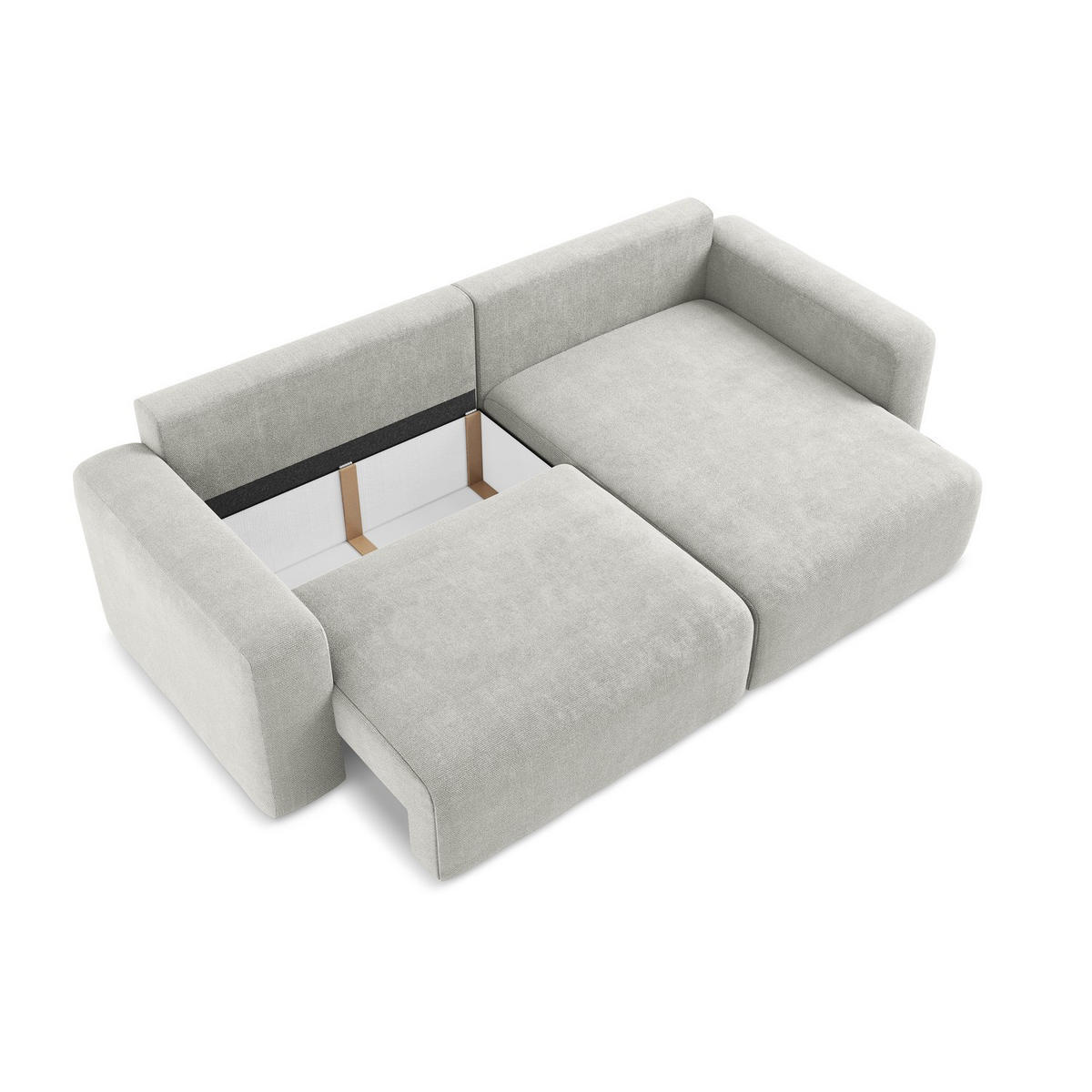 ECKSOFA mit Schlaffunktion rechts Chenille Stoff Grau - Hellgrau/Schwarz, Kunststoff/Textil (244/149cm) - LaMiaSofa