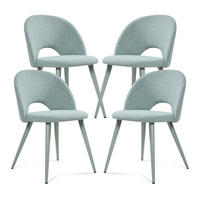 ESSZIMMERSTUHL-SET 4 TLG. Karijoki - Hellgrün/Grün, Textil/Metall (50/77/55cm) - [en.casa]