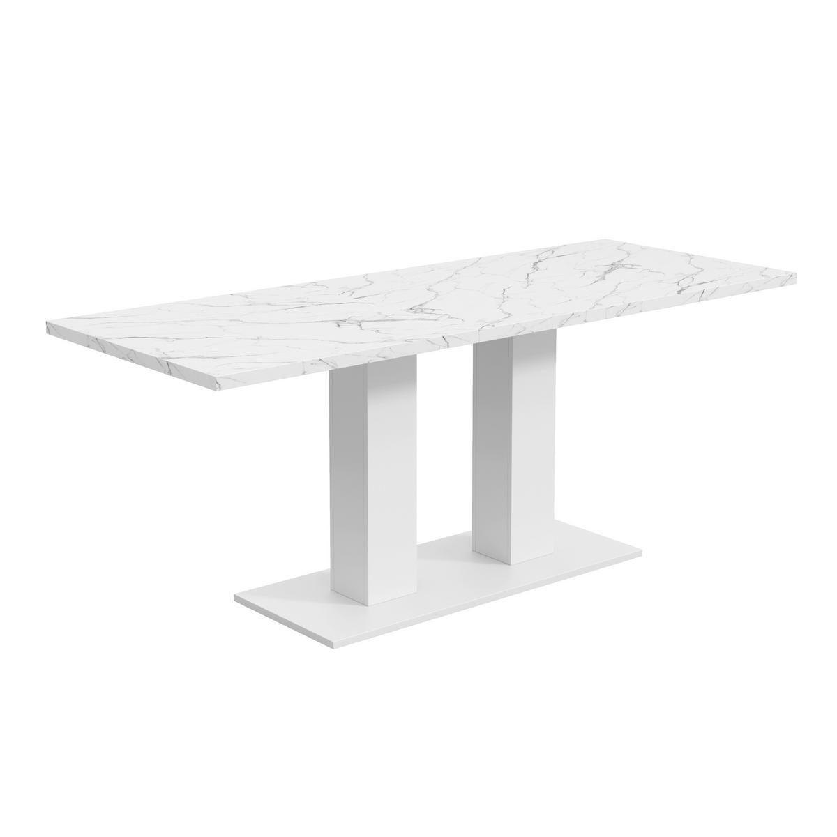ESSTISCH in Weiß Küchentisch ausziehbar, 6–8 Personen,verdickte Platte, minimalistischer Stil, B140–180/T70/H75cm - Weiß, Holzwerkstoff/Metall (70/180/75cm) - STILVORA