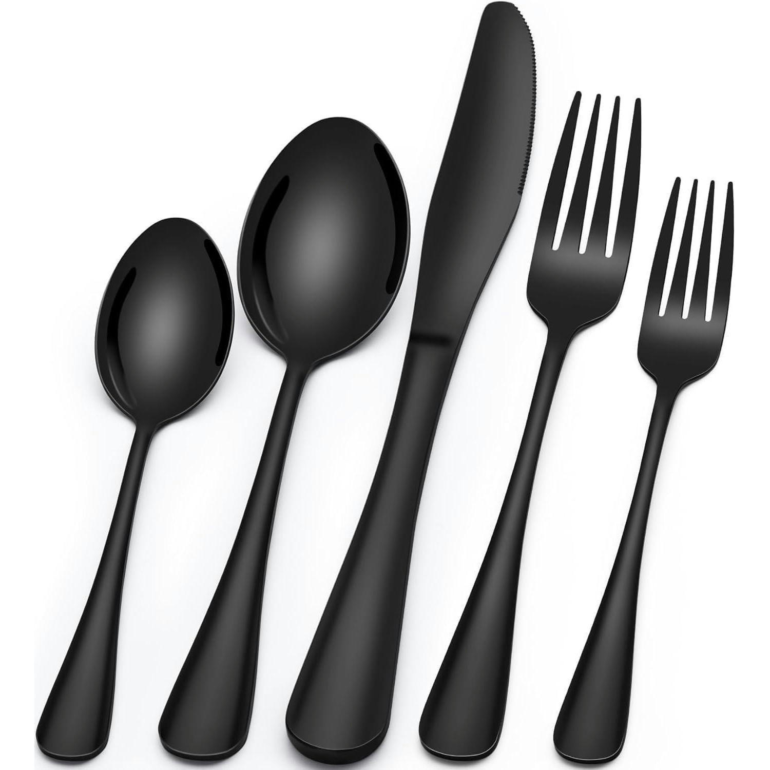 BESTECKSET 30-teilig Schwarz Edelstahl - Schwarz, Metall