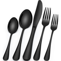 BESTECKSET 30-teilig Schwarz Edelstahl - Schwarz, Metall