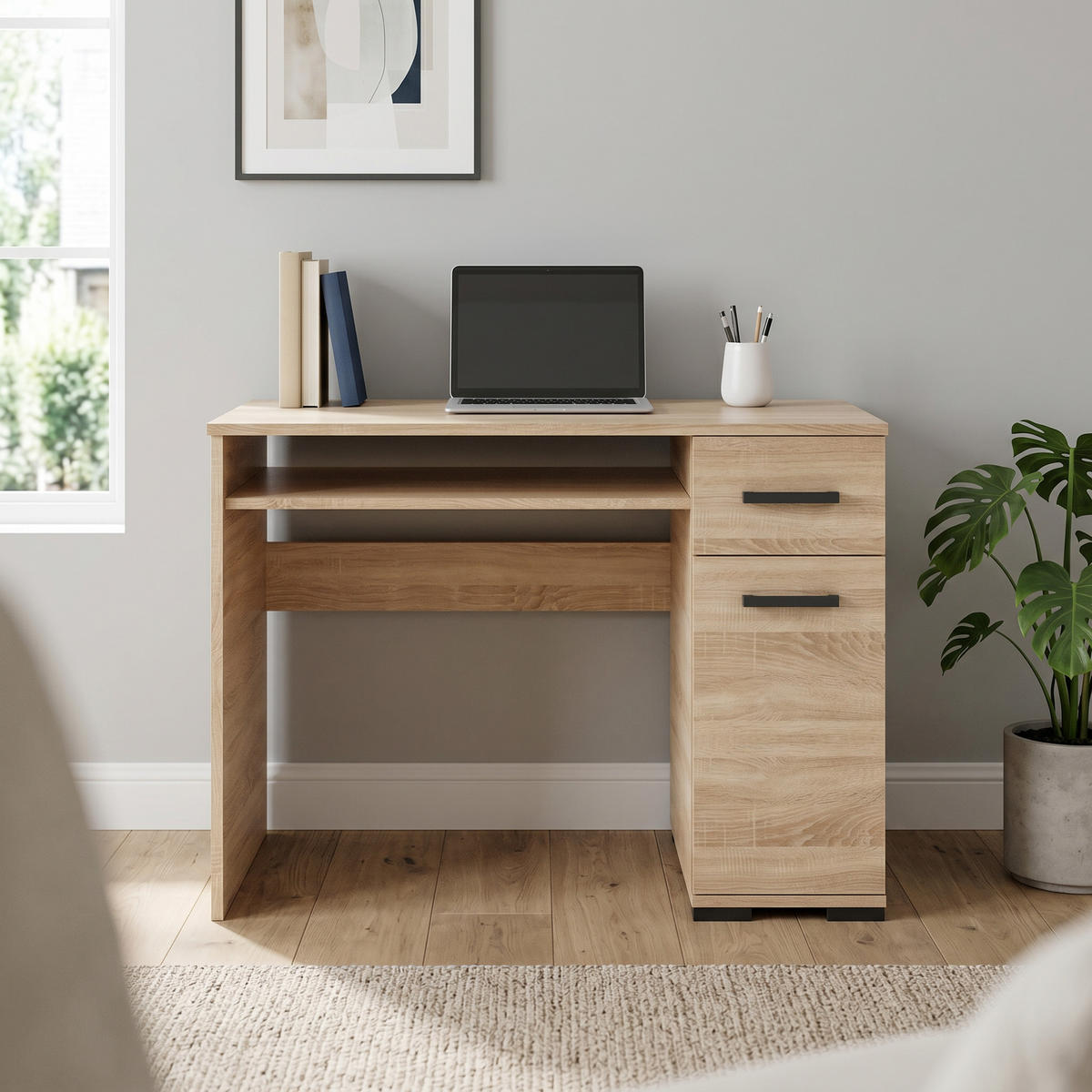 SCHREIBTISCH ALBANO 105x56x75 cm Bürotisch Computertisch, Sonoma Eiche - Sonoma Eiche, Holzwerkstoff (56/105/75cm) - MASSENO